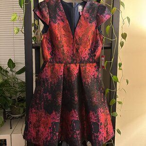 Vince Camuto Jacquard Cap Sleeve Fit and Flare Dress -- NWT Size 4